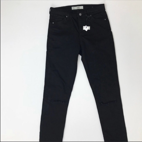 NWT Topshop Moto Black Ripped Knee Skinny Jeans - Picture 2 of 6